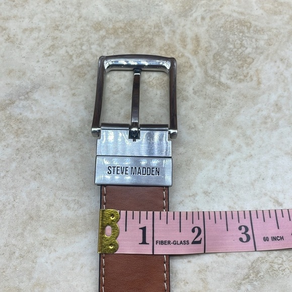 Steve Madden Belt Reversible Brown Black Silver Tone Buckle Size 34/36 - Picture 6 of 11